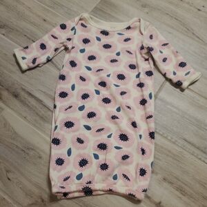 Touched By Nature Girl 0-6 M Pink Floral Print Long Sleeve Baby Sleep Gown Peony